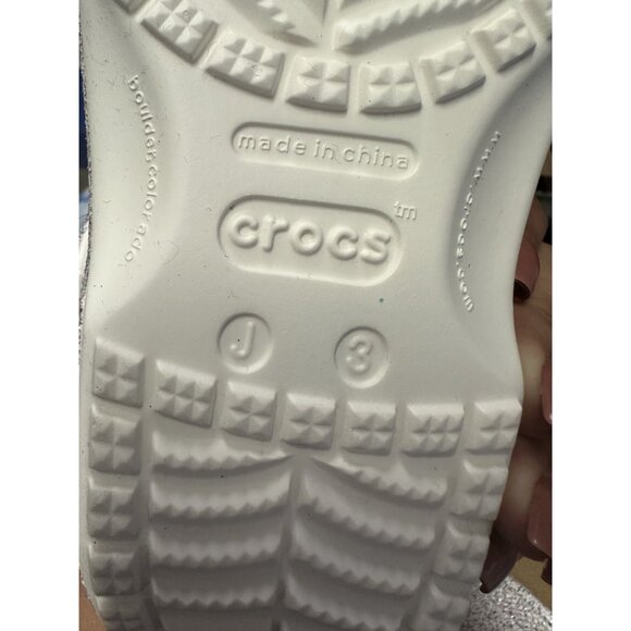 CROCS Classics Kids size 3 White Glittered Multicolored Clog - Picture 7 of 7